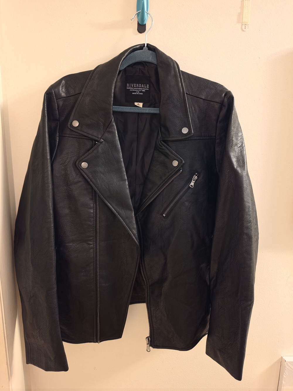 Riverdale Jughead Cosplay Black Faux Leather Biker Jacket - Size Large